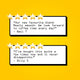 Two white quote cards with black borders on a bright yellow background, each topped with five gold stars. The top card reads, 