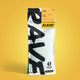1kg Coffee bag labeled 'Fudge Blend' with Rave branding and text on a Yellow background