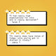 Two quote cards on a yellow background, each with a row of gold stars and a black-outlined white box containing a customer review text and a name.