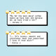 Two white rectangular review cards with black borders on a light blue background, each topped with five gold stars. The cards contain customer quotes in black text.
top review reads ' By far the best decaf coffee beans we have had, and elive me, we have tried a lot.