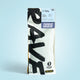 1kg Coffee bag labeled 'Colombia El Carmen' with Rave branding and text on a light blue background