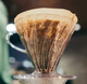Hario V60 Clear Plastic Coffee Dripper in use